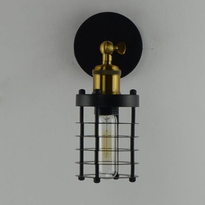Contemporary Industrial Cylinder Hollowed Out Iron 1-Light Wall Sconce Lamp For Living Room