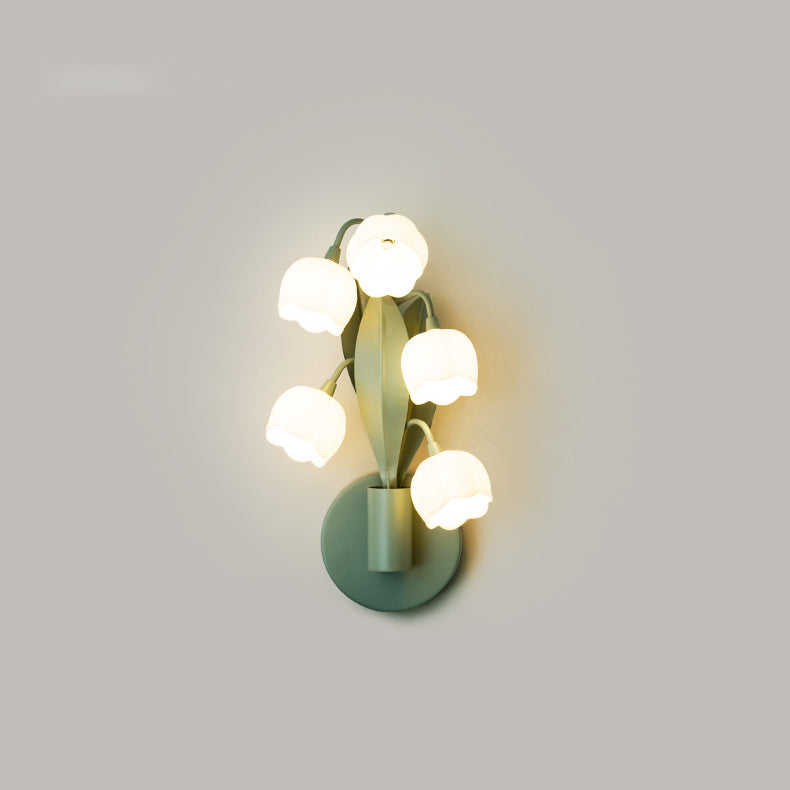 Modern Minimalist Bell Orchid Iron PC Shade 5-Light Wall Sconce Lamp For Living Room