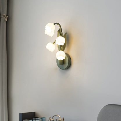 Modern Minimalist Bell Orchid Iron PC Shade 5-Light Wall Sconce Lamp For Living Room