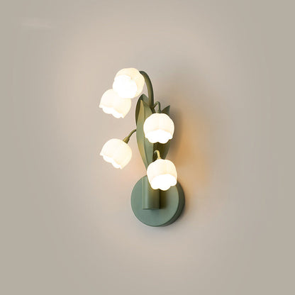 Modern Minimalist Bell Orchid Iron PC Shade 5-Light Wall Sconce Lamp For Living Room