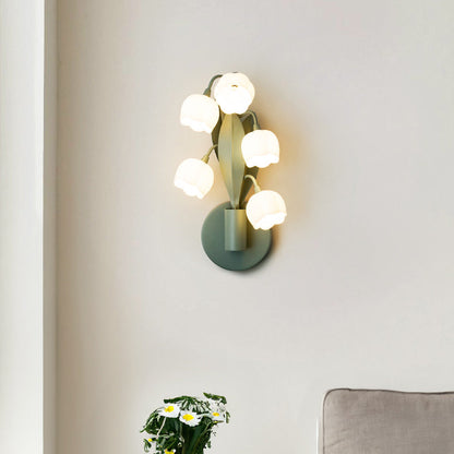 Modern Minimalist Bell Orchid Iron PC Shade 5-Light Wall Sconce Lamp For Living Room