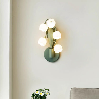 Modern Minimalist Bell Orchid Iron PC Shade 5-Light Wall Sconce Lamp For Living Room
