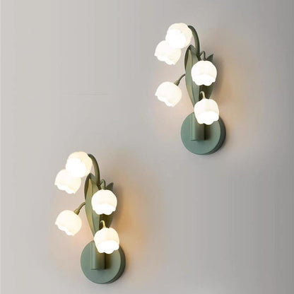 Modern Minimalist Bell Orchid Iron PC Shade 5-Light Wall Sconce Lamp For Living Room
