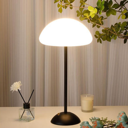 Contemporary Creative Round Mushroom Shape Iron Frame ABS Shade LED Table Lamp For Bedroom