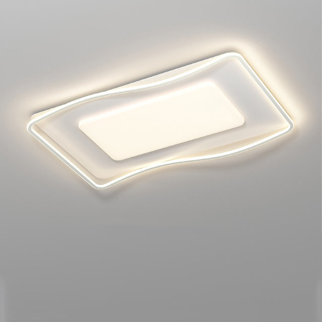 Modern Minimalist Rectangle Square Glass Line Hardware Acrylic Silicone LED Flush Mount Ceiling Light For Living Room