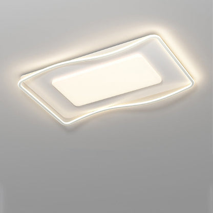 Modern Minimalist Rectangle Square Glass Line Hardware Acrylic Silicone LED Flush Mount Ceiling Light For Living Room