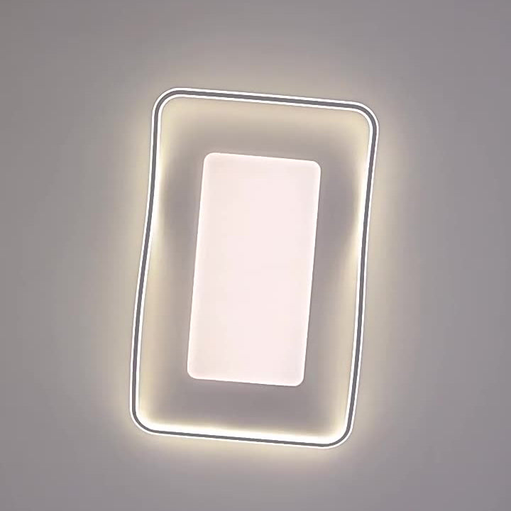 Modern Minimalist Rectangle Square Glass Line Hardware Acrylic Silicone LED Flush Mount Ceiling Light For Living Room