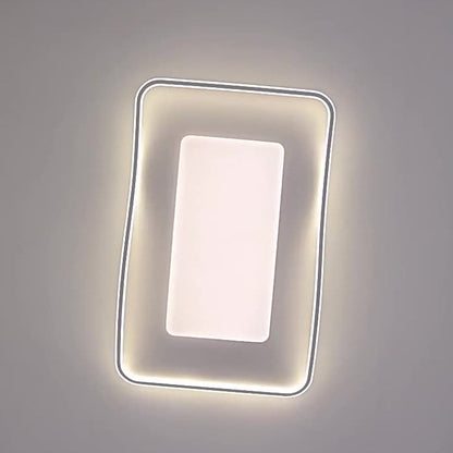 Modern Minimalist Rectangle Square Glass Line Hardware Acrylic Silicone LED Flush Mount Ceiling Light For Living Room