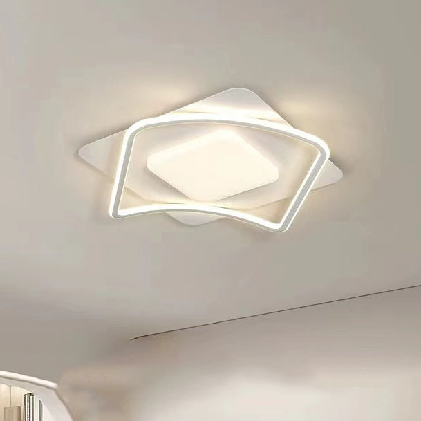 Modern Minimalist Rectangle Square Glass Line Hardware Acrylic Silicone LED Flush Mount Ceiling Light For Living Room