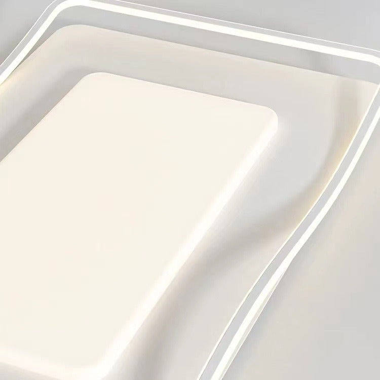 Modern Minimalist Rectangle Square Glass Line Hardware Acrylic Silicone LED Flush Mount Ceiling Light For Living Room