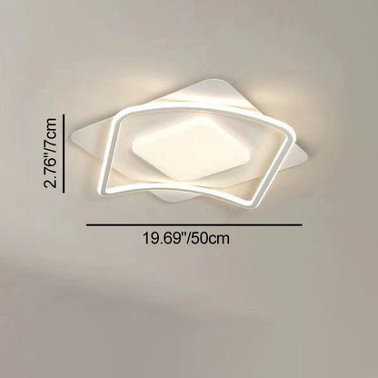 Modern Minimalist Rectangle Square Glass Line Hardware Acrylic Silicone LED Flush Mount Ceiling Light For Living Room