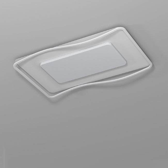 Modern Minimalist Rectangle Square Glass Line Hardware Acrylic Silicone LED Flush Mount Ceiling Light For Living Room