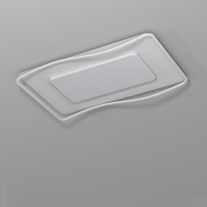 Modern Minimalist Rectangle Square Glass Line Hardware Acrylic Silicone LED Flush Mount Ceiling Light For Living Room