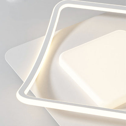 Modern Minimalist Rectangle Square Glass Line Hardware Acrylic Silicone LED Flush Mount Ceiling Light For Living Room