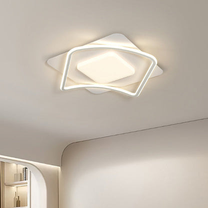 Modern Minimalist Rectangle Square Glass Line Hardware Acrylic Silicone LED Flush Mount Ceiling Light For Living Room