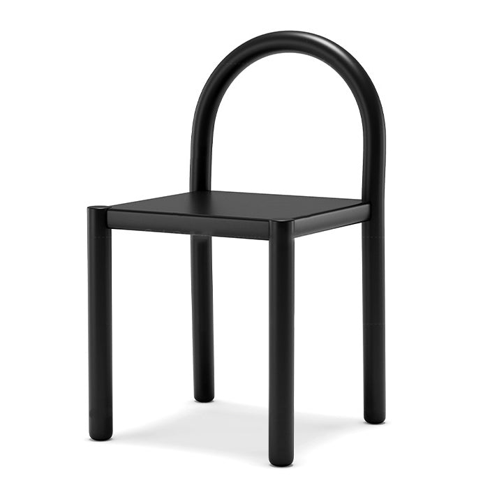 Contemporary Nordic Square Genuine Leather Carbon Steel Dining Chair Half Round Backrest For Dining Room