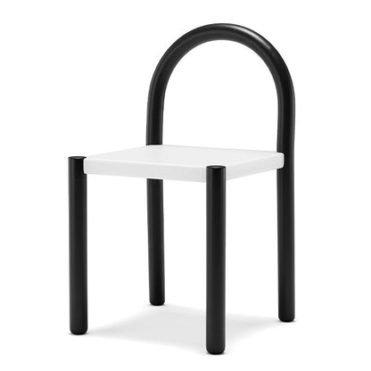 Contemporary Nordic Square Genuine Leather Carbon Steel Dining Chair Half Round Backrest For Dining Room
