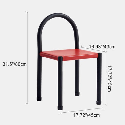 Contemporary Nordic Square Genuine Leather Carbon Steel Dining Chair Half Round Backrest For Dining Room