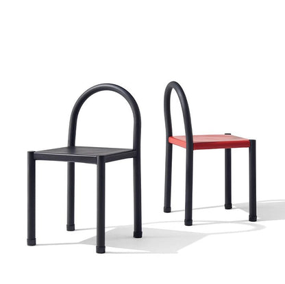 Contemporary Nordic Square Genuine Leather Carbon Steel Dining Chair Half Round Backrest For Dining Room