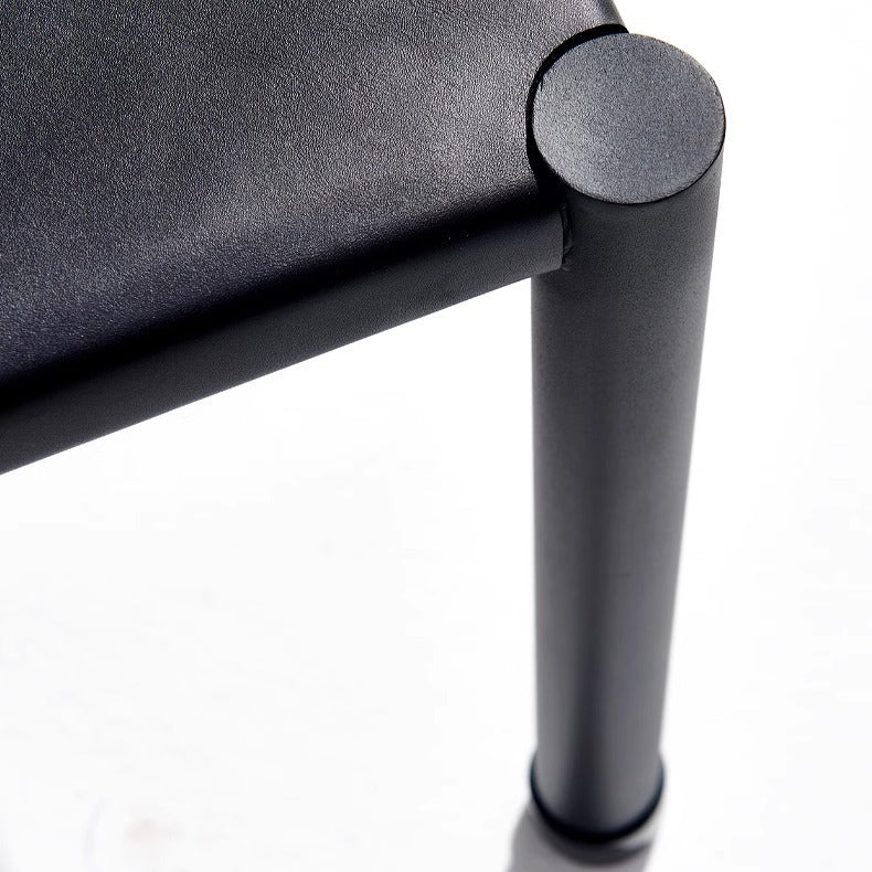 Contemporary Nordic Square Genuine Leather Carbon Steel Dining Chair Half Round Backrest For Dining Room