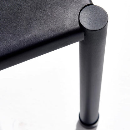 Contemporary Nordic Square Genuine Leather Carbon Steel Dining Chair Half Round Backrest For Dining Room