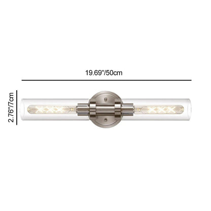 Modern Minimalist Cylinder Glass Iron Shade 2-Light Vanity Light Wall Sconce Lamp For Bathroom