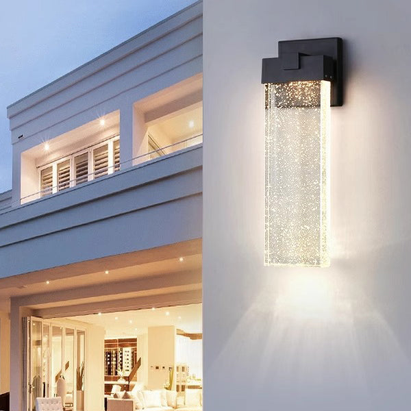 Modern Minimalist Waterproof Rectangle Aluminum Bubble Crystal LED Wall Sconce Lamp For Outdoor Patio