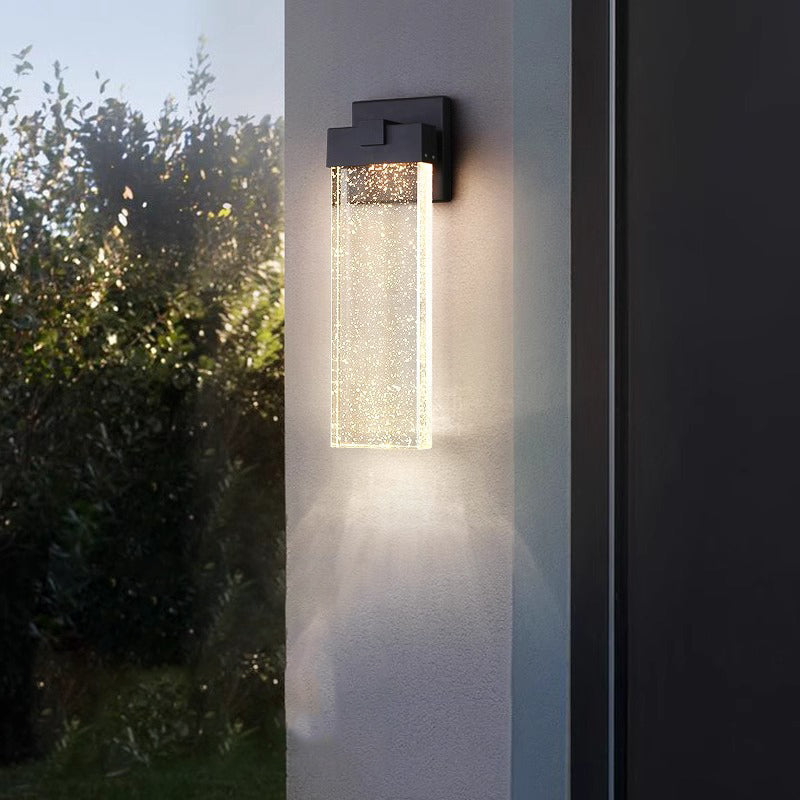 Modern Minimalist Waterproof Rectangle Aluminum Bubble Crystal LED Wall Sconce Lamp For Outdoor Patio
