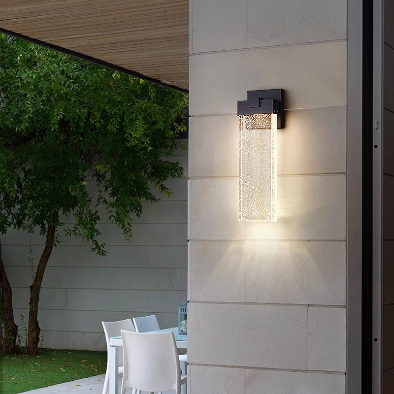 Modern Minimalist Waterproof Rectangle Aluminum Bubble Crystal LED Wall Sconce Lamp For Outdoor Patio