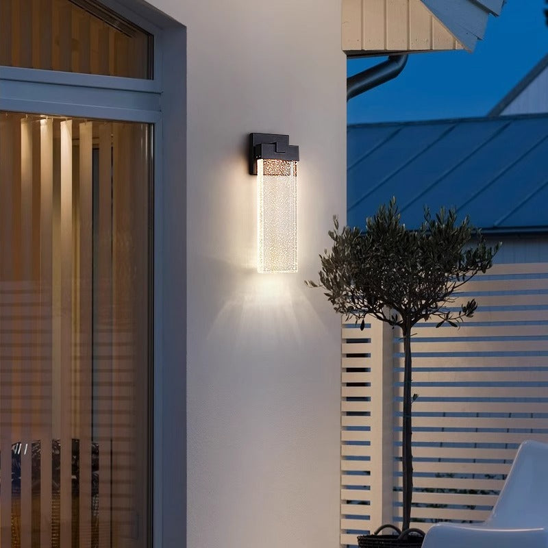 Modern Minimalist Waterproof Rectangle Aluminum Bubble Crystal LED Wall Sconce Lamp For Outdoor Patio