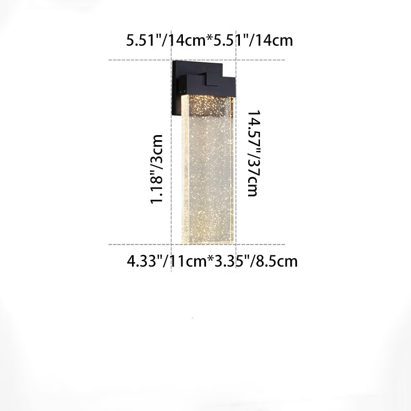 Modern Minimalist Waterproof Rectangle Aluminum Bubble Crystal LED Wall Sconce Lamp For Outdoor Patio