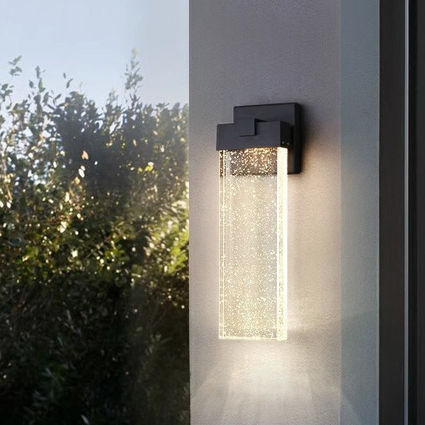 Modern Minimalist Waterproof Rectangle Aluminum Bubble Crystal LED Wall Sconce Lamp For Outdoor Patio