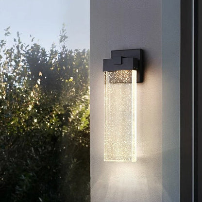 Modern Minimalist Waterproof Rectangle Aluminum Bubble Crystal LED Wall Sconce Lamp For Outdoor Patio