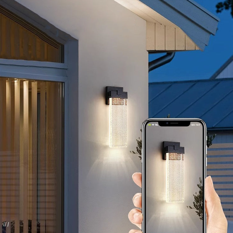 Modern Minimalist Waterproof Rectangle Aluminum Bubble Crystal LED Wall Sconce Lamp For Outdoor Patio