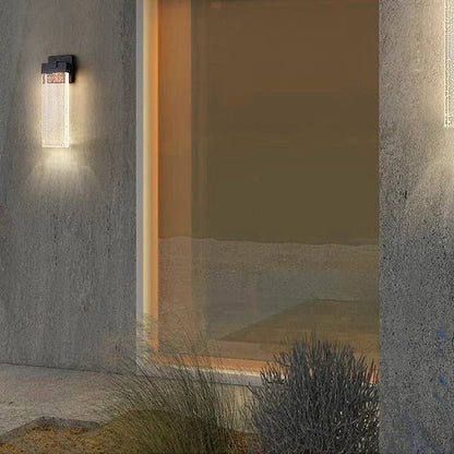 Modern Minimalist Waterproof Rectangle Aluminum Bubble Crystal LED Wall Sconce Lamp For Outdoor Patio