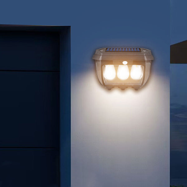 Modern Minimalist Solar Waterproof Rectangular Iron Glass LED Wall Sconce Lamp For Outdoor Patio