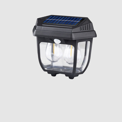 Modern Minimalist Solar Waterproof Rectangular Iron Glass LED Wall Sconce Lamp For Outdoor Patio