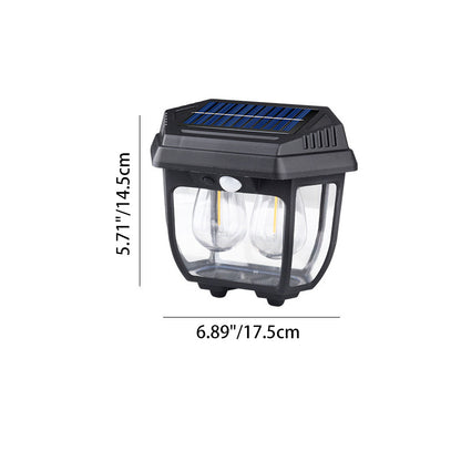 Modern Minimalist Solar Waterproof Rectangular Iron Glass LED Wall Sconce Lamp For Outdoor Patio