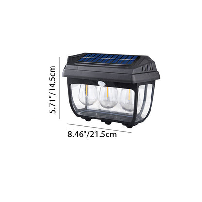 Modern Minimalist Solar Waterproof Rectangular Iron Glass LED Wall Sconce Lamp For Outdoor Patio