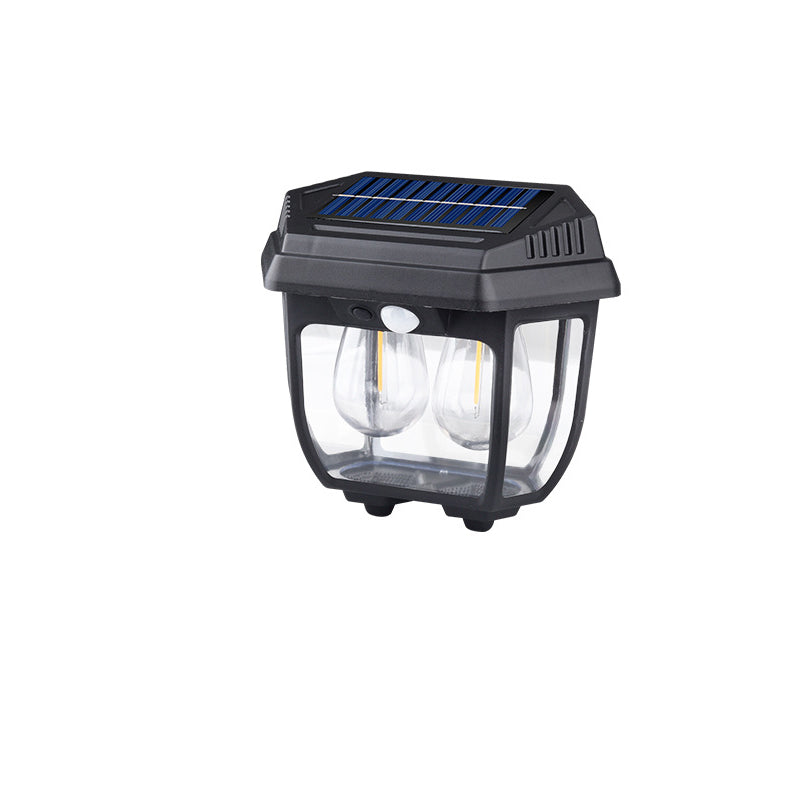 Modern Minimalist Solar Waterproof Rectangular Iron Glass LED Wall Sconce Lamp For Outdoor Patio