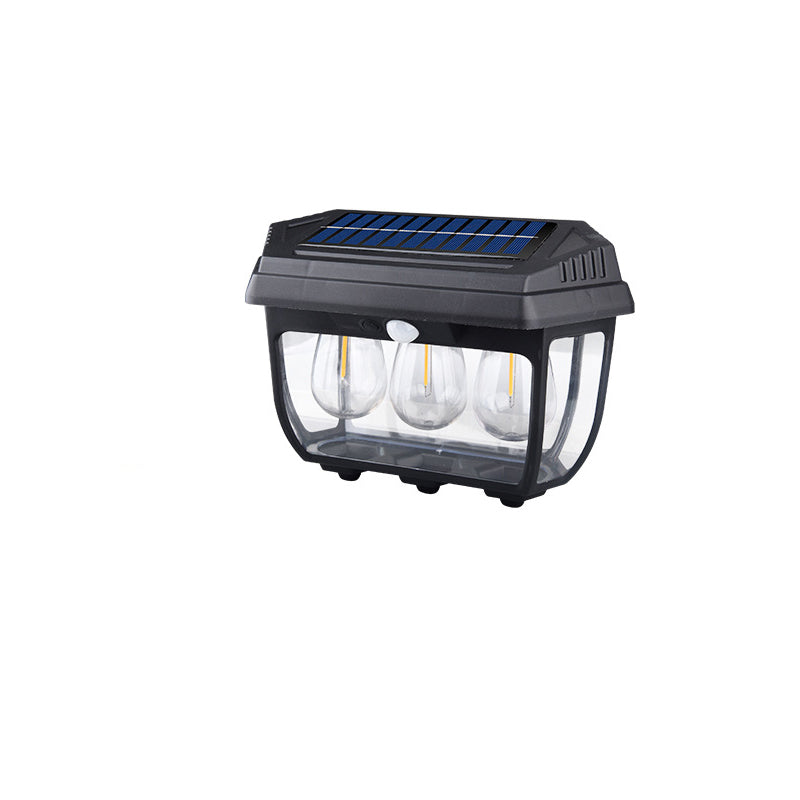 Modern Minimalist Solar Waterproof Rectangular Iron Glass LED Wall Sconce Lamp For Outdoor Patio