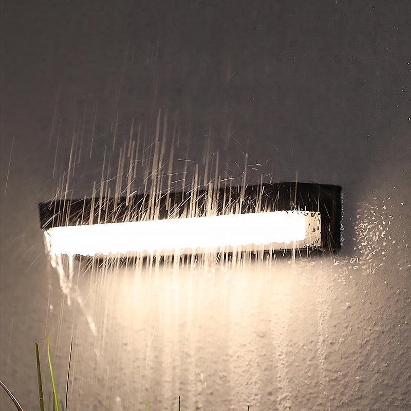 Modern Minimalist Solar Waterproof Sensor Rectangular ABS LED Wall Sconce Lamp For Outdoor Patio