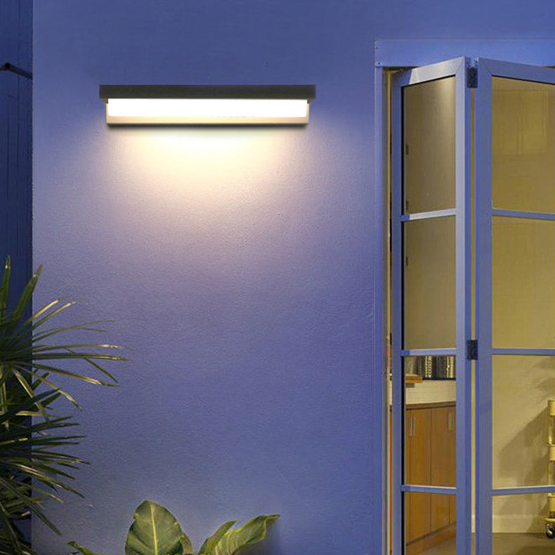 Modern Minimalist Solar Waterproof Sensor Rectangular ABS LED Wall Sconce Lamp For Outdoor Patio