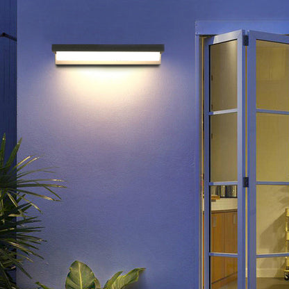 Modern Minimalist Solar Waterproof Sensor Rectangular ABS LED Wall Sconce Lamp For Outdoor Patio