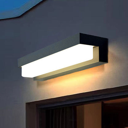 Modern Minimalist Solar Waterproof Sensor Rectangular ABS LED Wall Sconce Lamp For Outdoor Patio