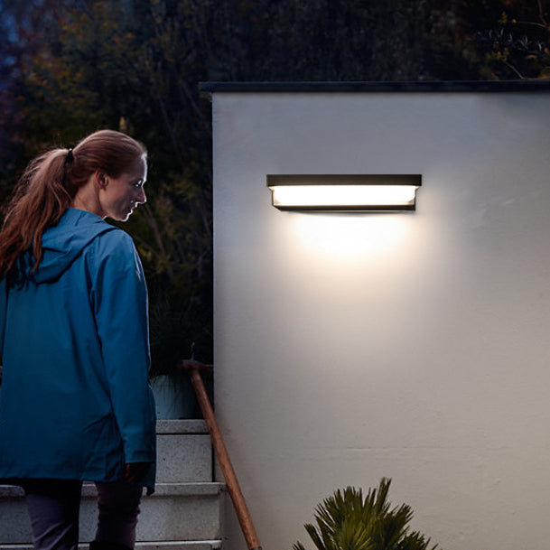 Modern Minimalist Solar Waterproof Sensor Rectangular ABS LED Wall Sconce Lamp For Outdoor Patio