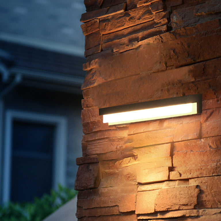 Modern Minimalist Solar Waterproof Sensor Rectangular ABS LED Wall Sconce Lamp For Outdoor Patio