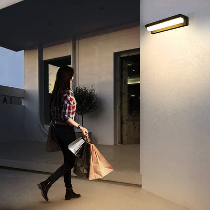 Modern Minimalist Solar Waterproof Sensor Rectangular ABS LED Wall Sconce Lamp For Outdoor Patio