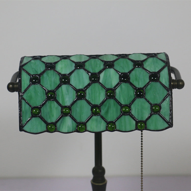 Traditional Tiffany Rectangle Half Cylinder Zinc Stained Glass 1-Light Table Lamp For Bedroom