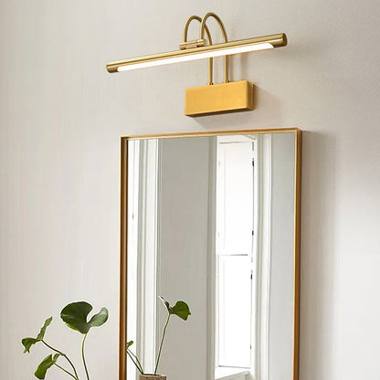Modern Luxury Curved Pole Cylinder All Brass LED Vanity Light Wall Sconce Lamp For Bathroom